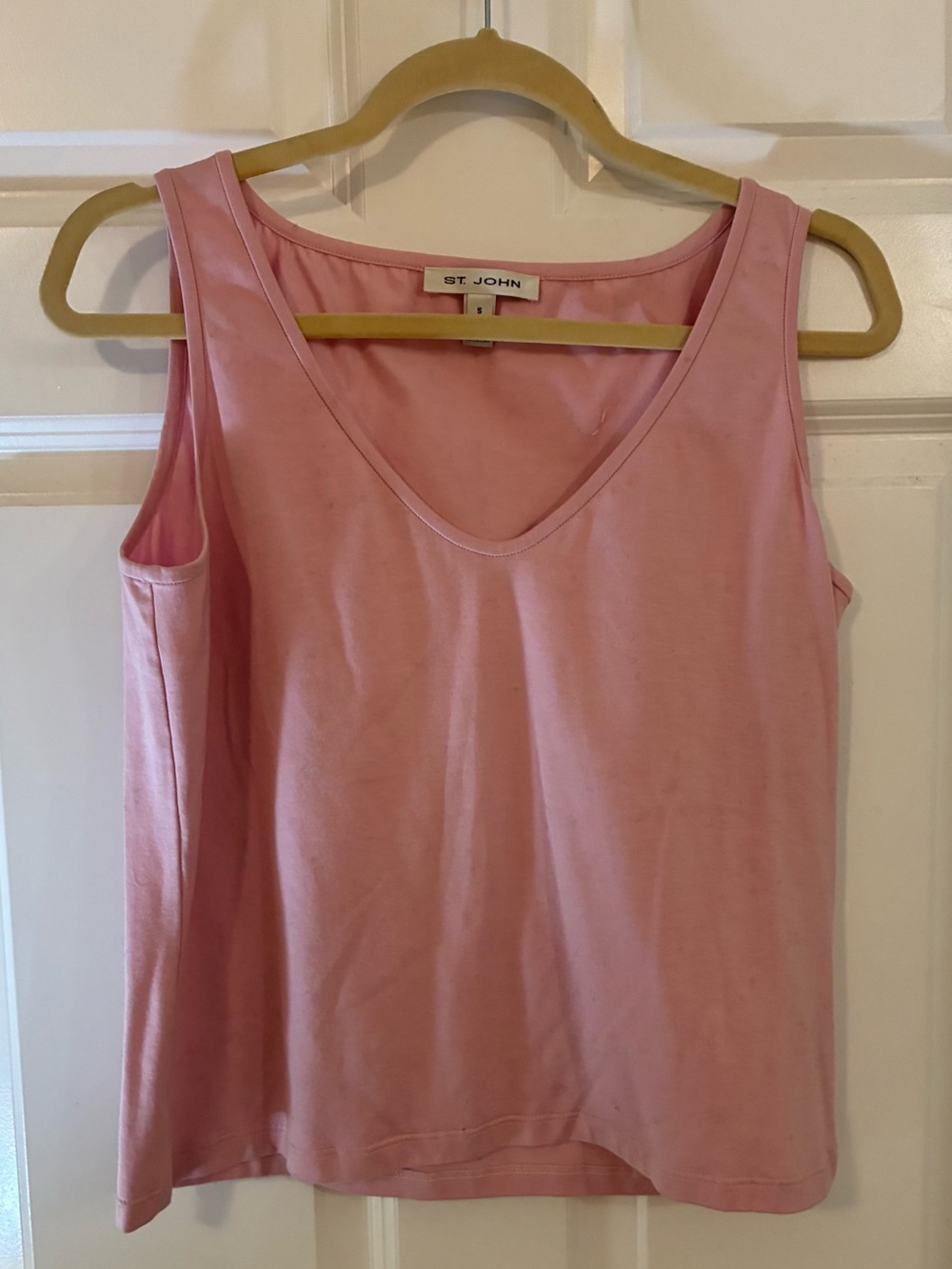 St John Pink V Neck Cotton Tank S